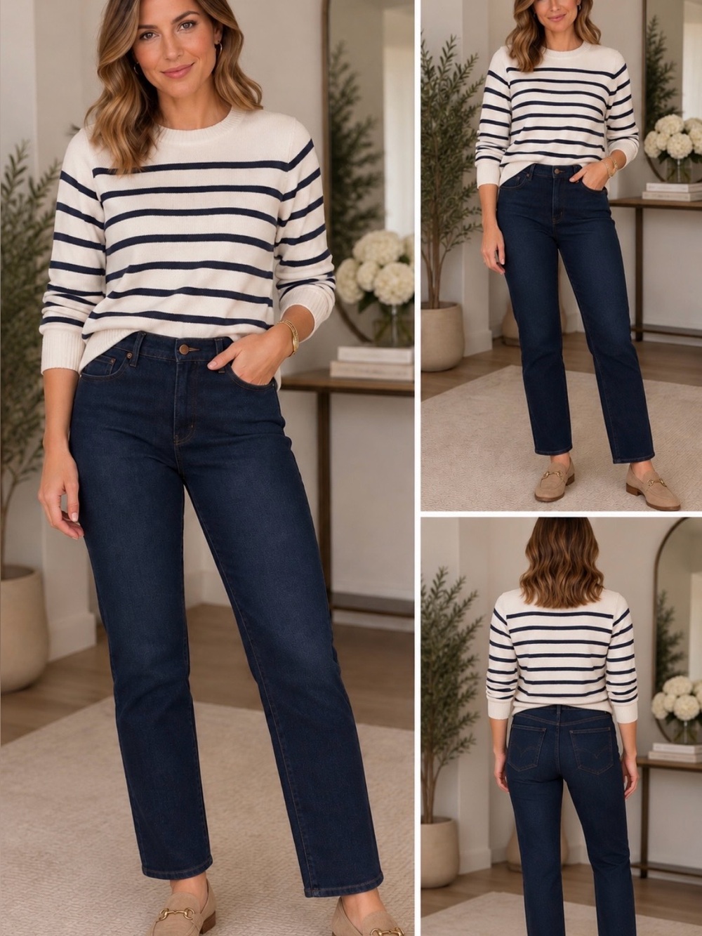 LOFT Dark Indigo Straight Leg Jeans